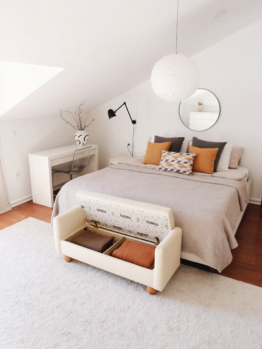 Atelier Del Sofa Banco TEDDY Sandikli - Blanco Tela Suave para Sala de Estar o Dormitorio, Medidas 115x50x40 cm
